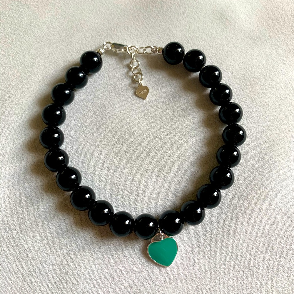 Black Onyx Bracelet with Sterling Silver Charm - Picture 4 of 4